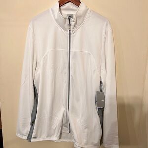 NWT ALO Yoga Mens White and Gray Cool Fit Zip Jacket Sz XXL